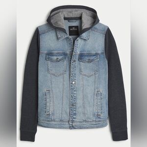Rare Men's Hollister Jacket Flex Denim Hoodie XL Gray Blue
